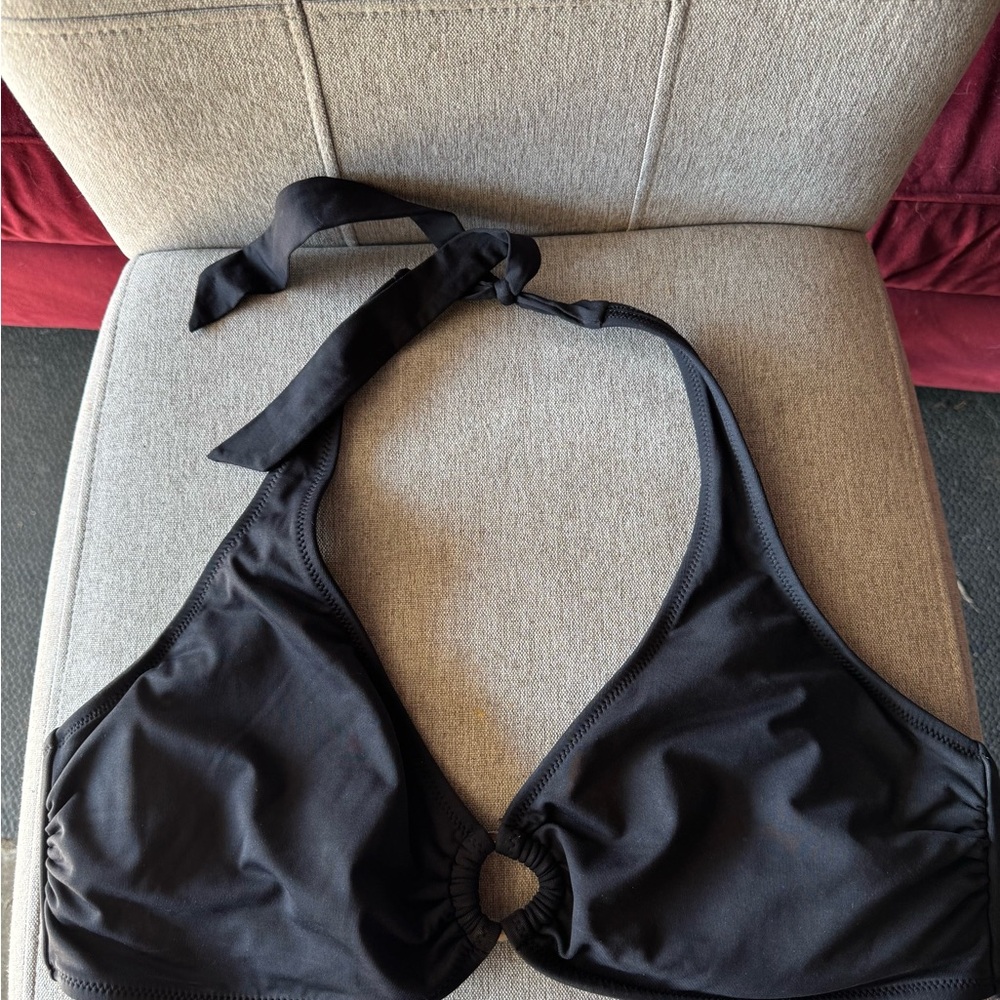 Lands' End Black Bikini Halter Top